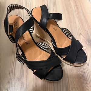 Black Wedge Sandals